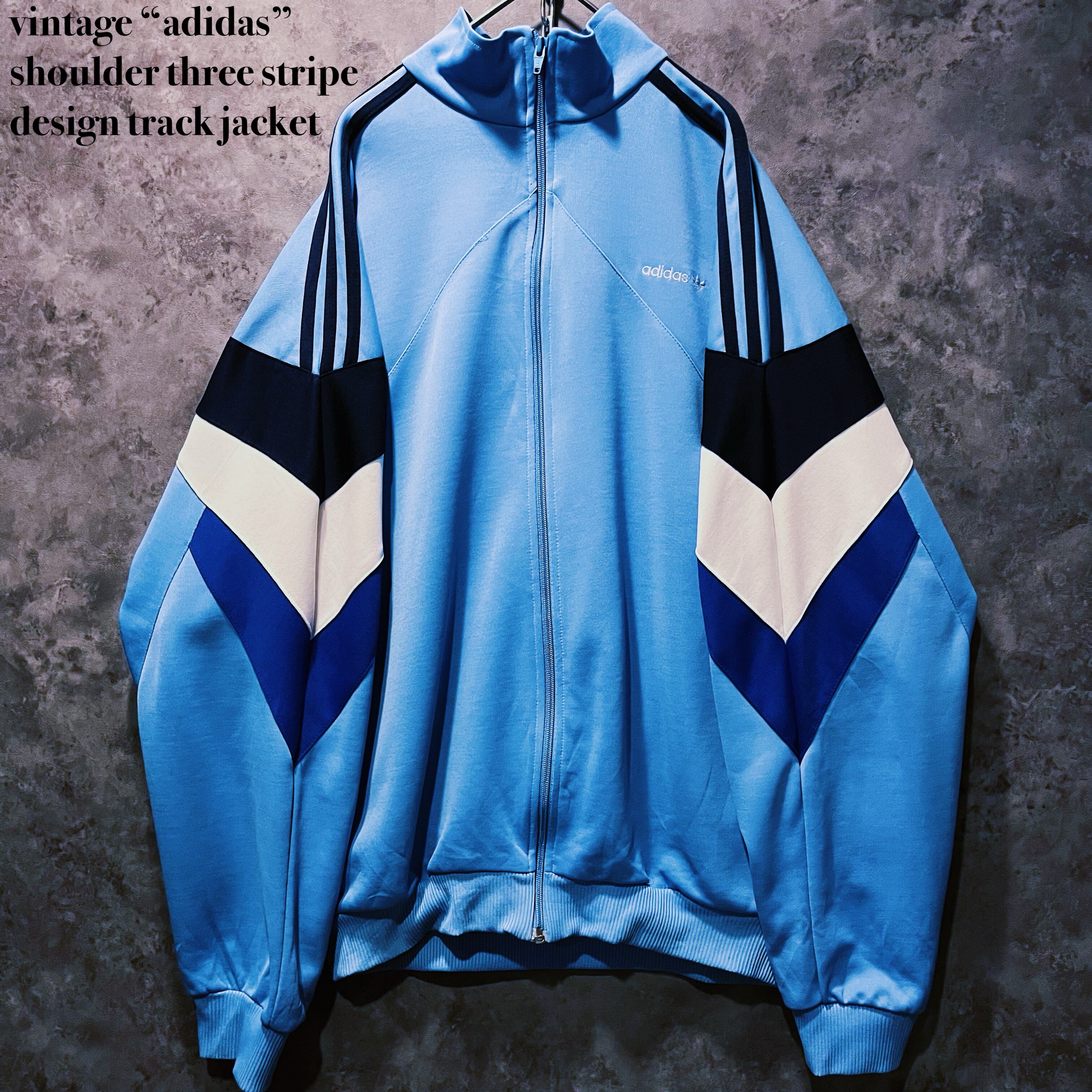 【doppio】vintage “adidas” shoulder three stripe design track jacket