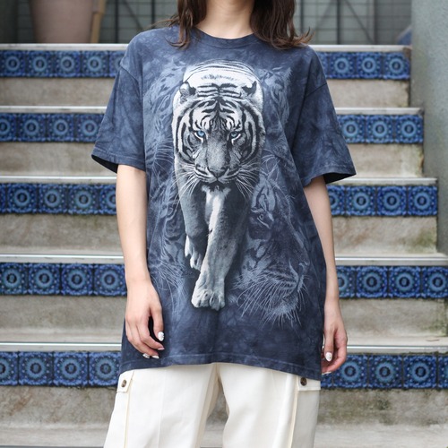 USA VINTAGE WHITE TIGER DESIGN TIE DYE T SHIRT/アメリカ古着ホワイトタイガーデザインタイダイTシャツ