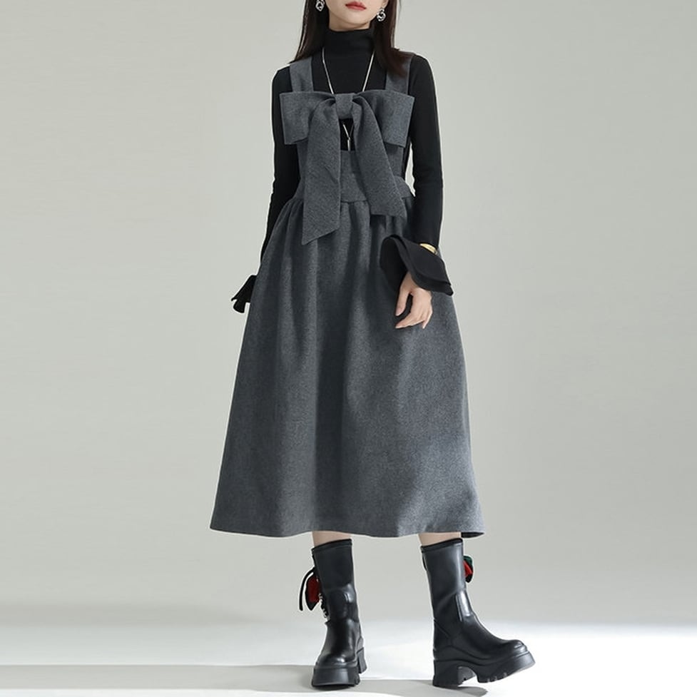 big ribbon flare onepiece / l0827
