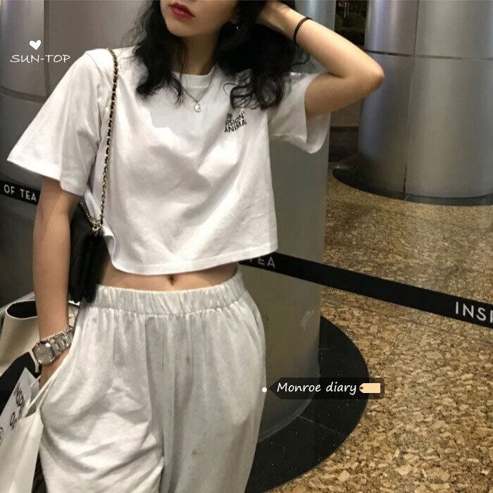 ホワイトTシャツ ルーズサマートップス コットン 夏物 モンロー65772587740