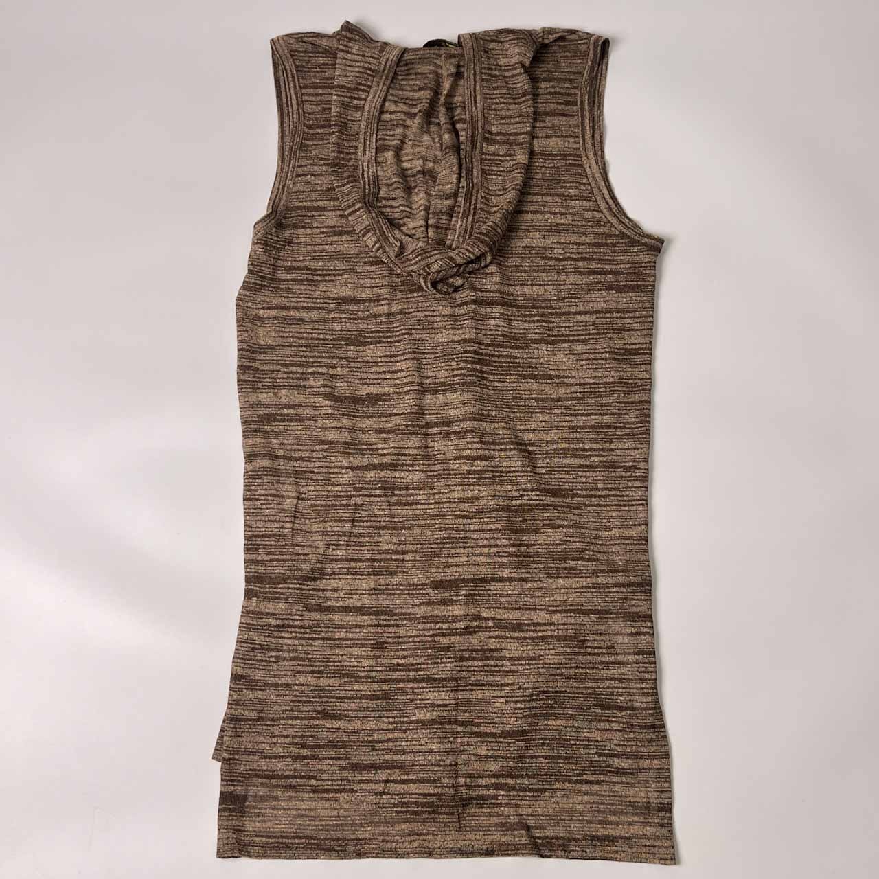 リネン混 Leilian レリアン フード ノースリーブ サマーニット ロング カーディガン 9/ベージュ ブラウン レディース