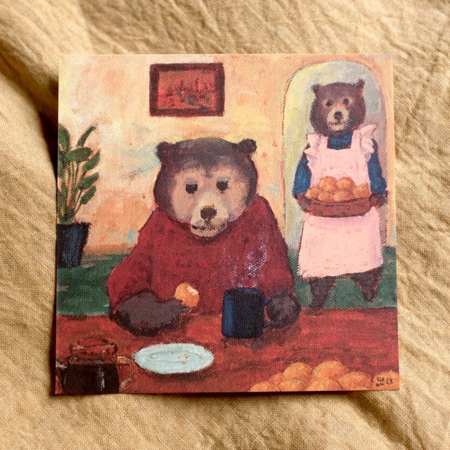 【出口かずみ】お話ポストカード「あさのパン」