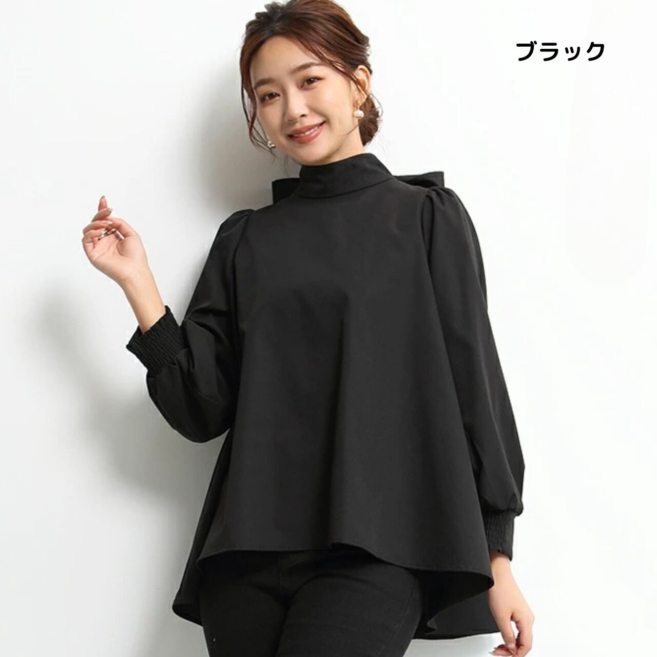 シンプル ブラウス ランタンスリーブ シフォン シャツ レディース