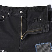 KUON / Sashiko Mended Black Denim Trousers