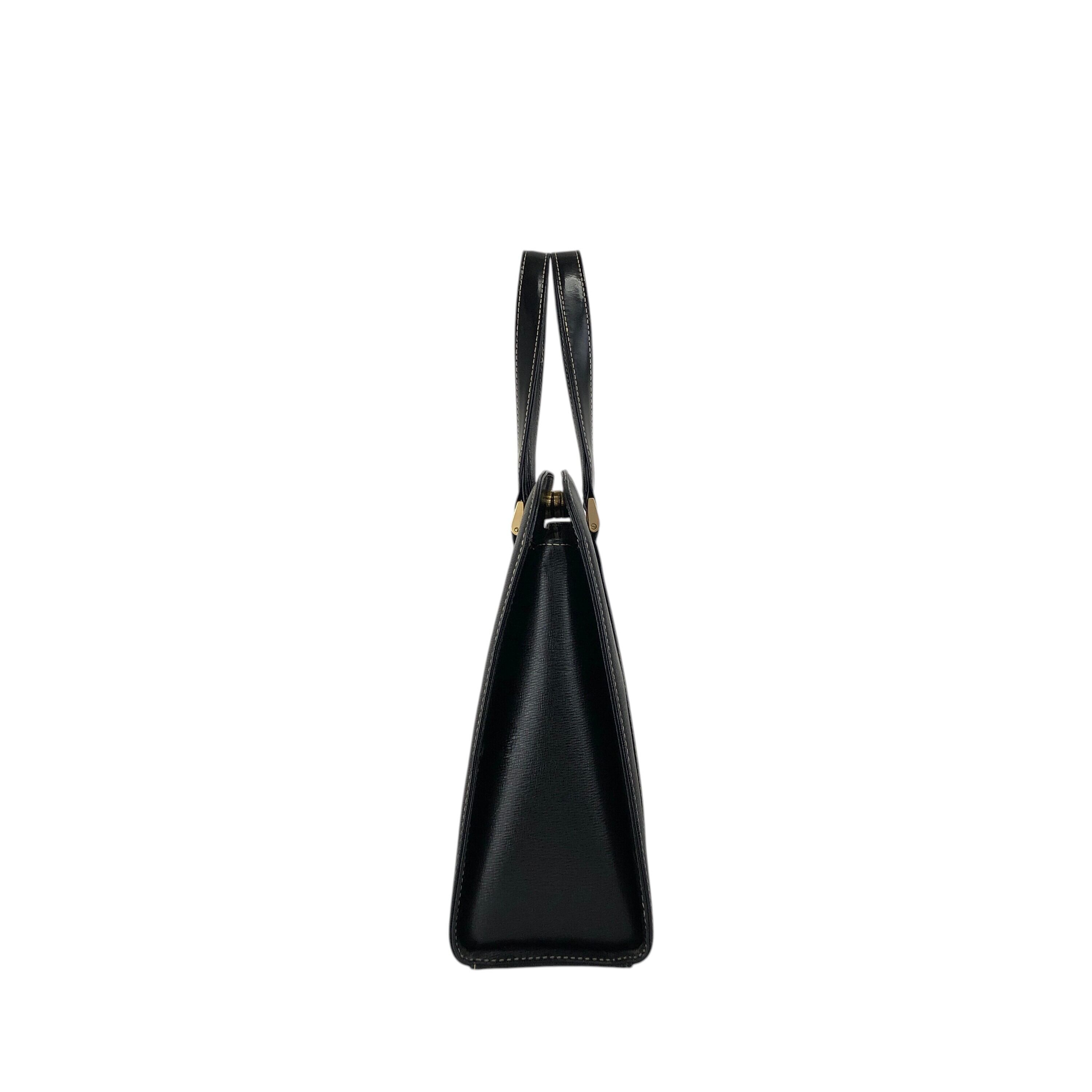 BURBERRY バーバリー ハンドバッグ ブラック プレートロゴ レザー