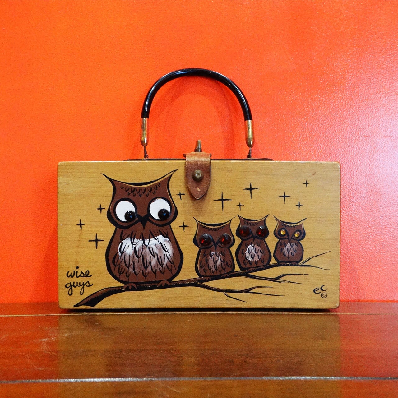 エニッドコリンズ◆MeadowSong✴︎1960‘s◆Enid Collins◆ 60s Enid Collins owl parent and child wood box bag | PANIC