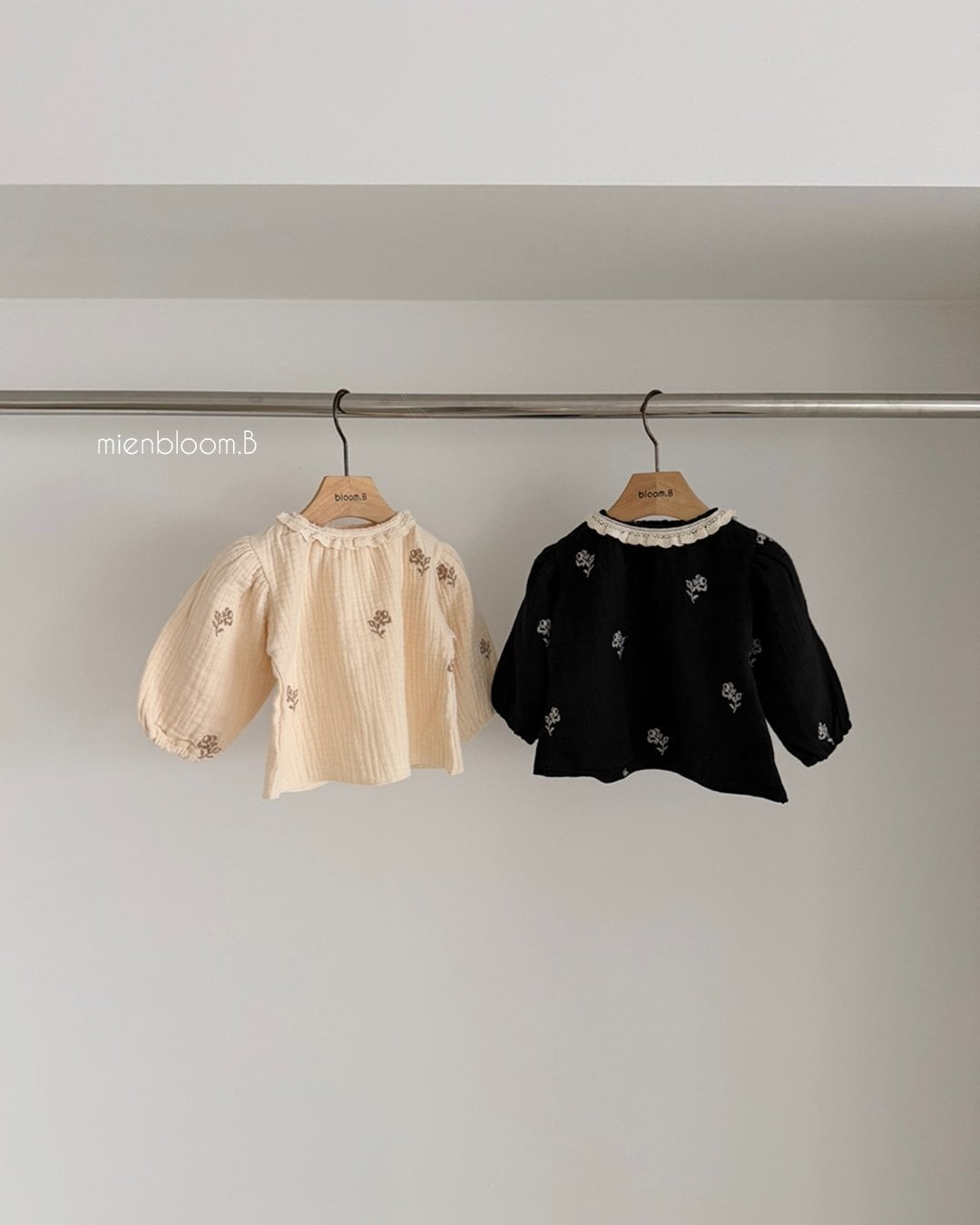 送料無料【予約】/ kids ロース刺繍ブラウス / mienbloom