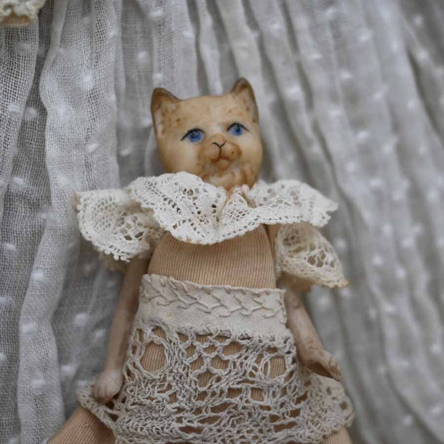 完成ドール】ミニチュアビスクドール/キュルビス(猫) / 6.5cm | Shall