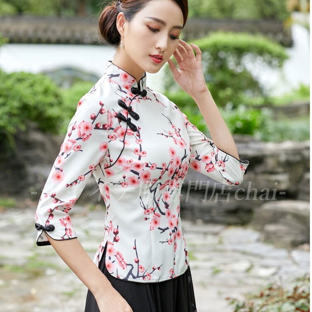 チャイナ服 トップス 七分袖 チャイナボタン 民族柄 チャイナドレス 上品 普段着 中国風 民族衣装 Zt213 Chai トップスも普段着も揃うチャイナ服専門店