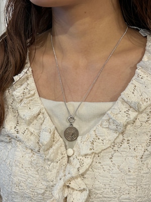 HERMES / vintage silver sellier necklace.