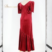 フラダンス 衣装 ワンピース ドレス レッド系 パンドール 日本製 ハワイアン アロハ フラ ダンス レッスン 練習 Paondor 赤 ワインレッド ベロア 光沢 高級感 無地 シンプル ワンカラー パフスリーブ 上品 大人っぽい 華やか 鮮やか フォーマル おしゃれ 大人 レディース ドレッシー 上品エレガント 発表会 パーティー スレンダー スタイルアップ パーティードレス