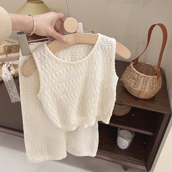 即納|80-110cm|透かし編みセットアップ