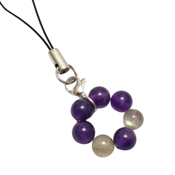 アメジスト ラブラドライト 天然石 携帯ストラップ パワーストーン ストラップ 紫水晶 紫 パープル スマホ お守り プレゼント ラッピング無料 メール便 送料無料 チャーム アクセサリー