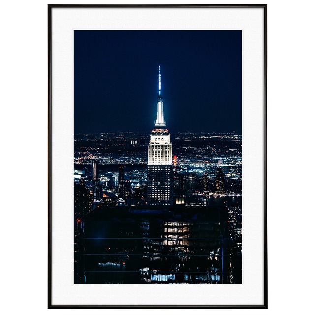 夜景写真 アメリカニューヨーク エンパイア・ステート・ビルディング インテリアアートポスター額装 AS0451