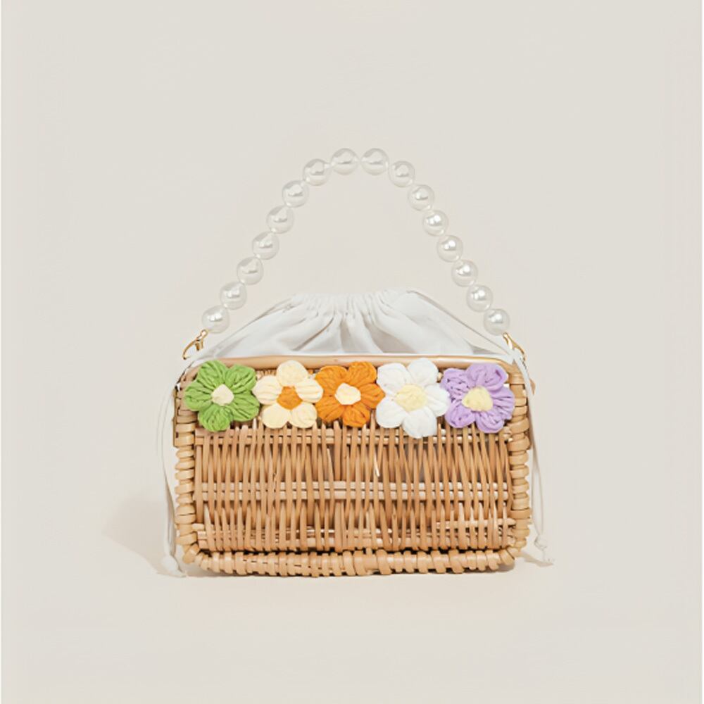 フラワーアレンジメントレクタングルカゴトートバッグ