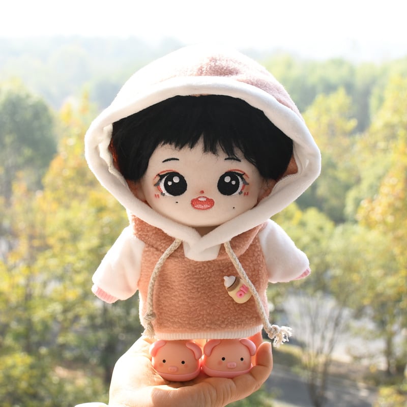 20cmぬいぐるみ用 カジュアル フード付きパーカー+ピッグ靴 かわいい