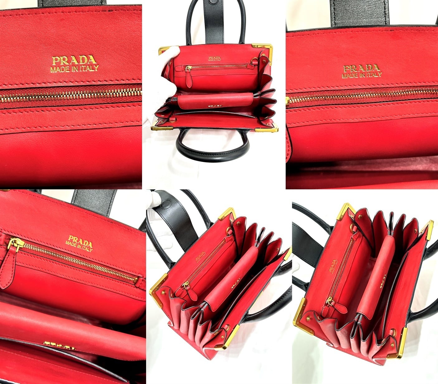 極美品プラダサフィアーノ カイエ2wayレザー ハンドバッグ