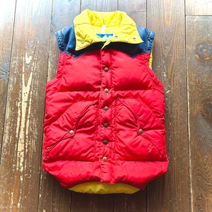 for Ladie ♡  80's 〝 Powder Horn 〟Three tone Color DOWN VEST / Size X-SMALL