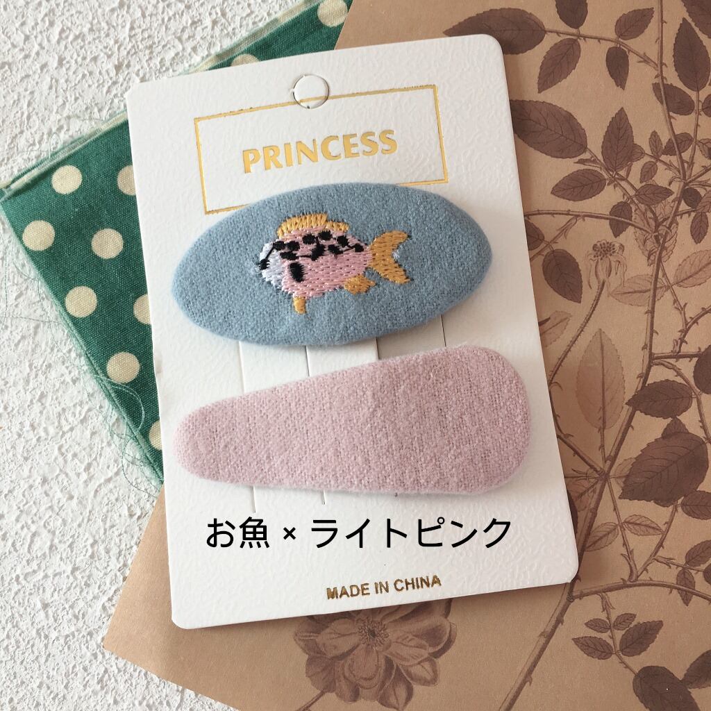 restock!【送料無料】刺繍ぱっちんピン ヘアクリップ ヘアアクセサリー