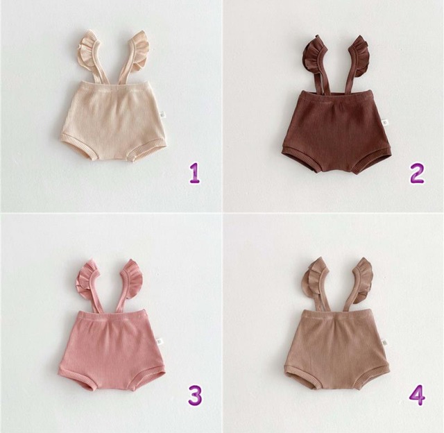 予約4color rib rompers