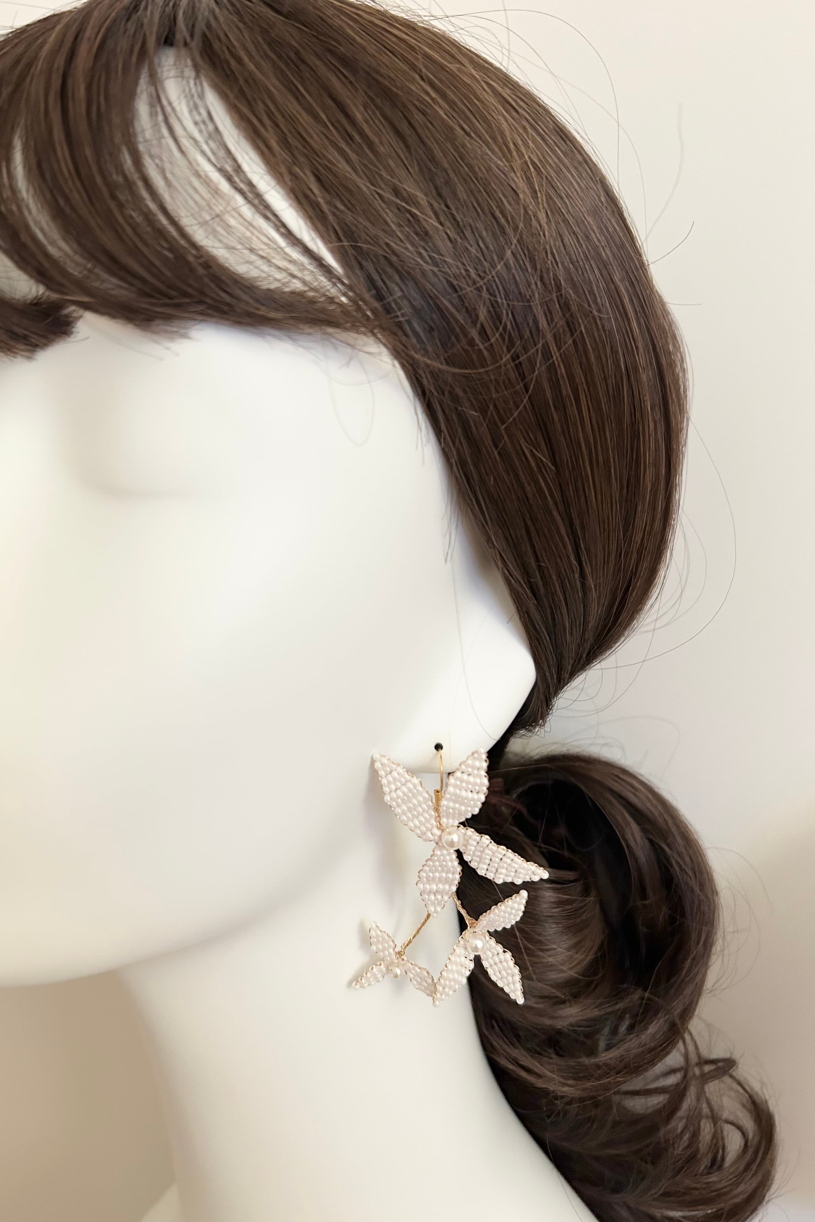 ビーズフラワーピアス/イヤリング~ ブライダルピアス/イヤリング~ ≪FP