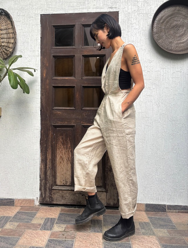 Yarn Dyed Linen Jumpsuit