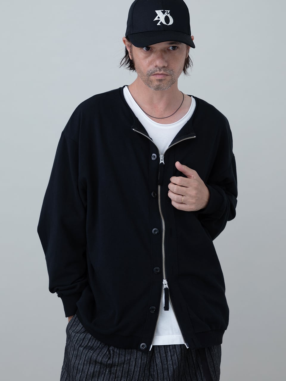 ego tripping エゴトリッピング ジップニットカーディガン EGO TRIPPING (エゴトリッピング) LINERCARDE カーディガン / BLACK