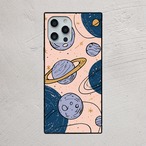 受注生産 iPhoneケース ピンク背景の惑星と月の星図｜天体図 STAR069C