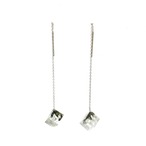 チェーンピアス シルバースクエアM・Threader Earrings - Silver Square (M)