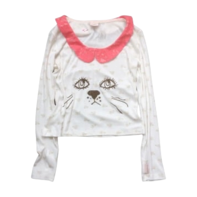 【yiyouggyeoung】Floral collar tee Kitty