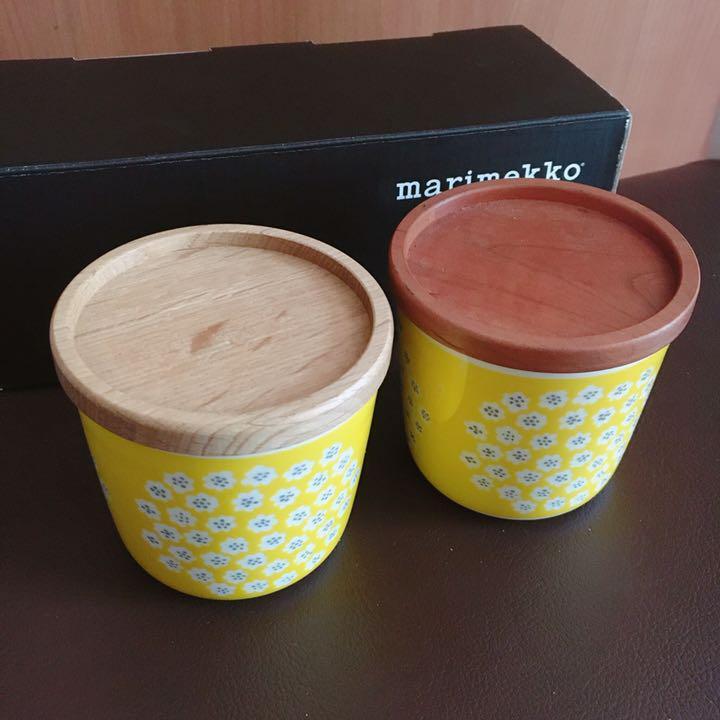 【廃盤】marimekko マリメッコ プケッティ ラテマグ2個 黄 蓋付き