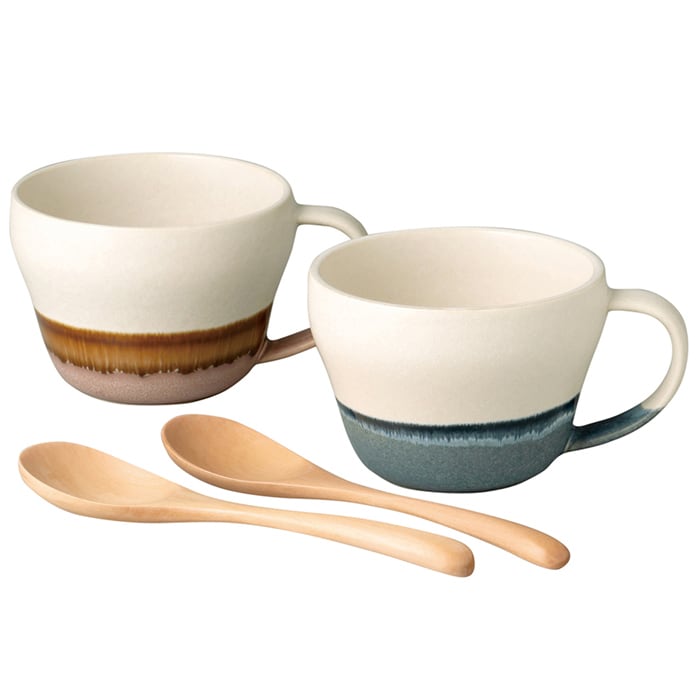 マルチに使えるカップ＆スプーンのペアセット（1箱）陶器