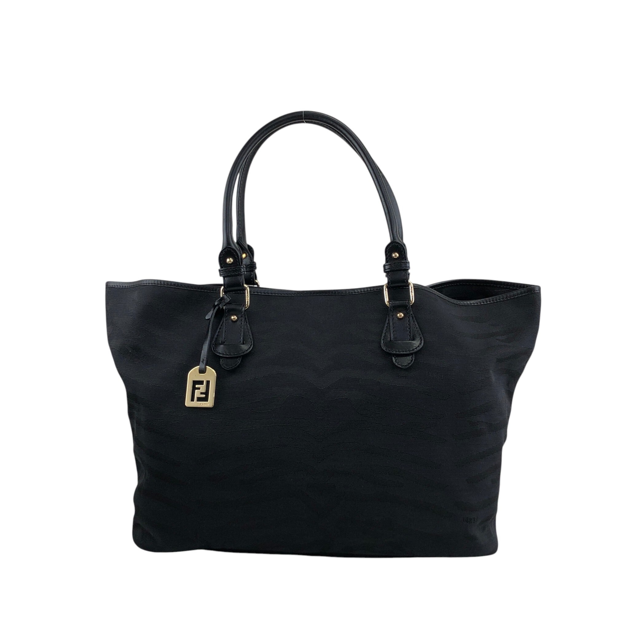 FENDI ナイロン トートバッグ ヴィンテージ FFロゴ ブラック FENDI - FENDI ナイロン トートバッグ ヴィンテージ FFロゴ ブラックの