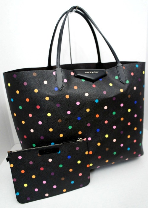 レア美品★GIVENCHY ジバンシィ ANTIGONA SHOPPING アンティゴナ ショッピング A4対応 大容量 トート バッグ 黒★ 希少なドット柄モデル♪