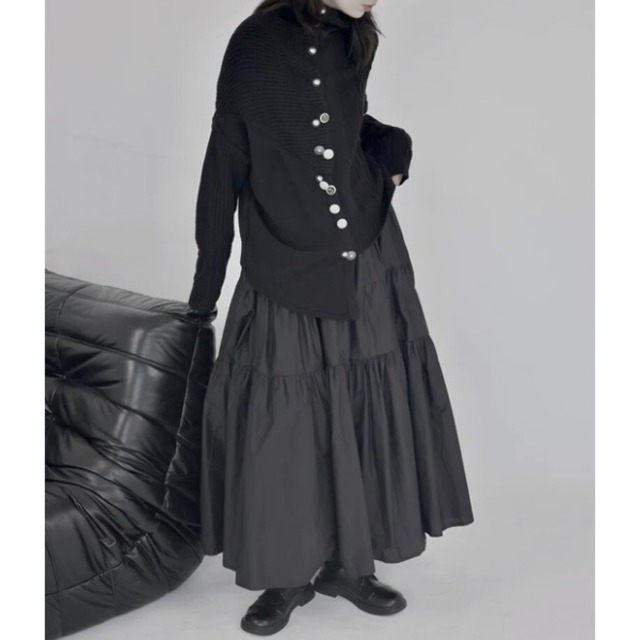 Asym button knit sweater C1299