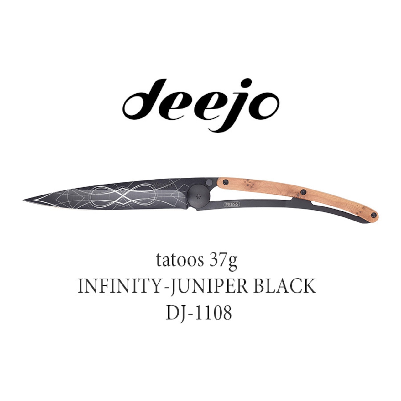 Deejo(ディージョ)　tatoos 37g BLACK 折りたたみ ポケットナイフ