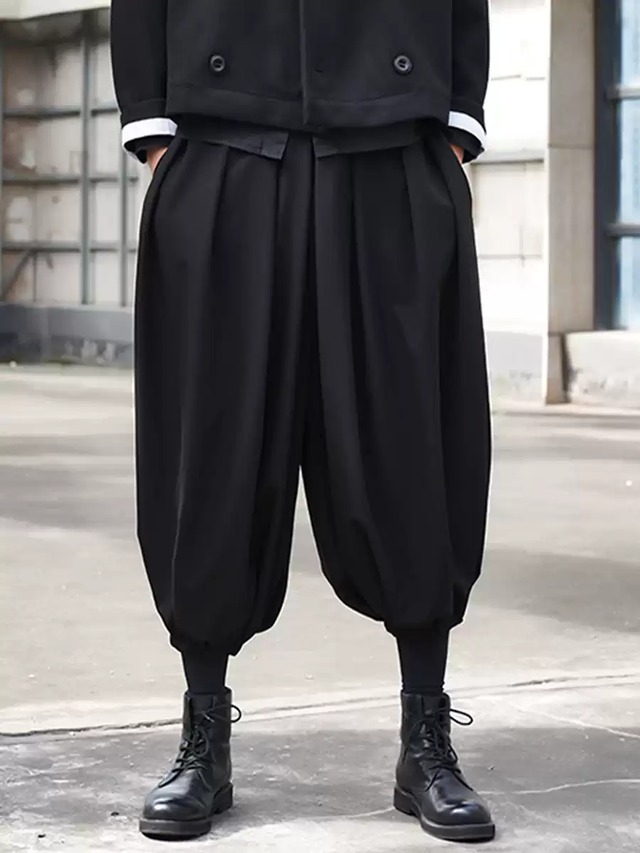 【ORV0152】Black Draped Wide Leg Pants