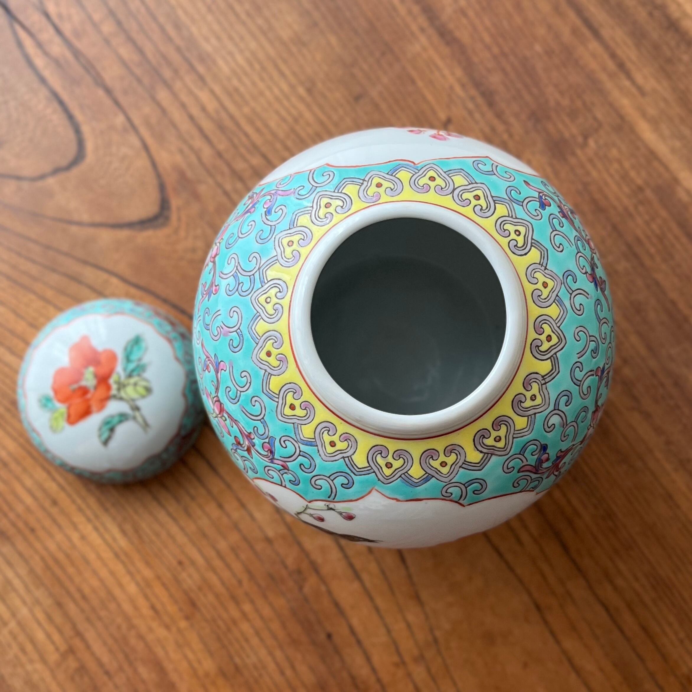 茶壺 中国製 景徳鎮 花鳥図 チャイナレトロ グリーン | 古家具古道具kuon 茶壺 中国製 景徳鎮 花鳥図 チャイナレトロ グリーン | 古家具古道具kuon