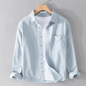シャツ カジュアルシャツ 長袖 コットンシャツ メンズ 5色 M-4XL ライプ カジュアル 綿 細身 24zm37