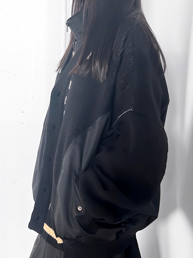 "再構築" Knit×MA-1 Mixture Docking Cardigan