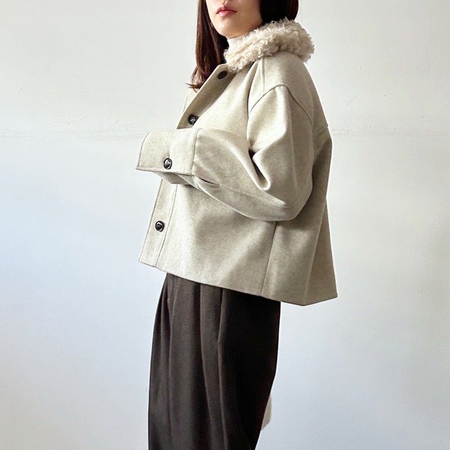 フェイクウール ファー ショート コート アイボリー 250590