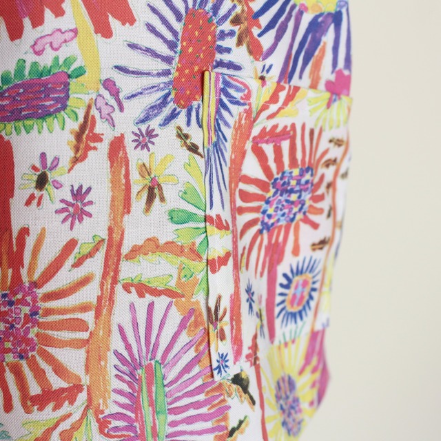 100サイズ【甚平】 Pink フリル襟　ひまわり