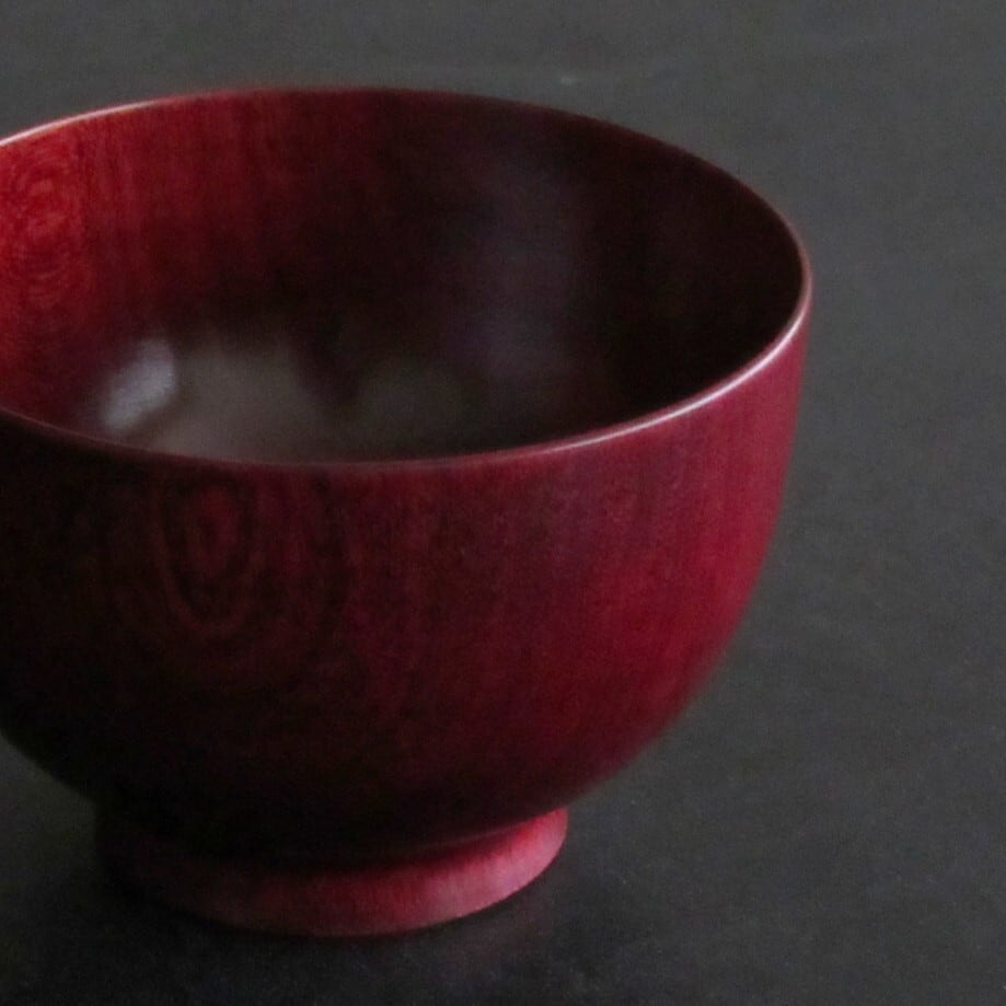 山中塗 桜 筒椀 スリ漆 赤・黒