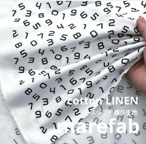 TB743◆80cm◆SM◆コットンリネン混スラブ平織り生地◆マレファブ◆数字柄