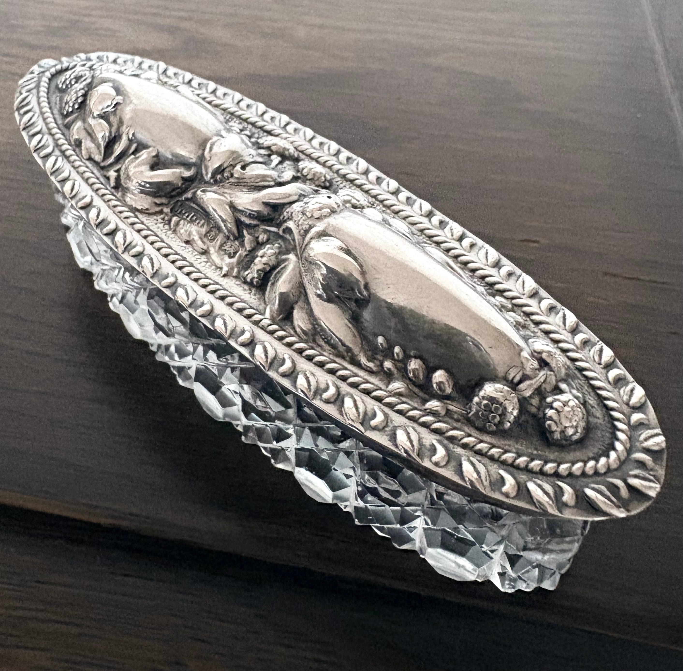 英国アンティーク 香水瓶 パフュームボトル シルバーガラス