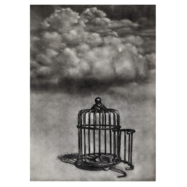 筆塚稔尚  FUDEZUKA Toshihisa "cage-3" / etching, mezzotint(sheet)