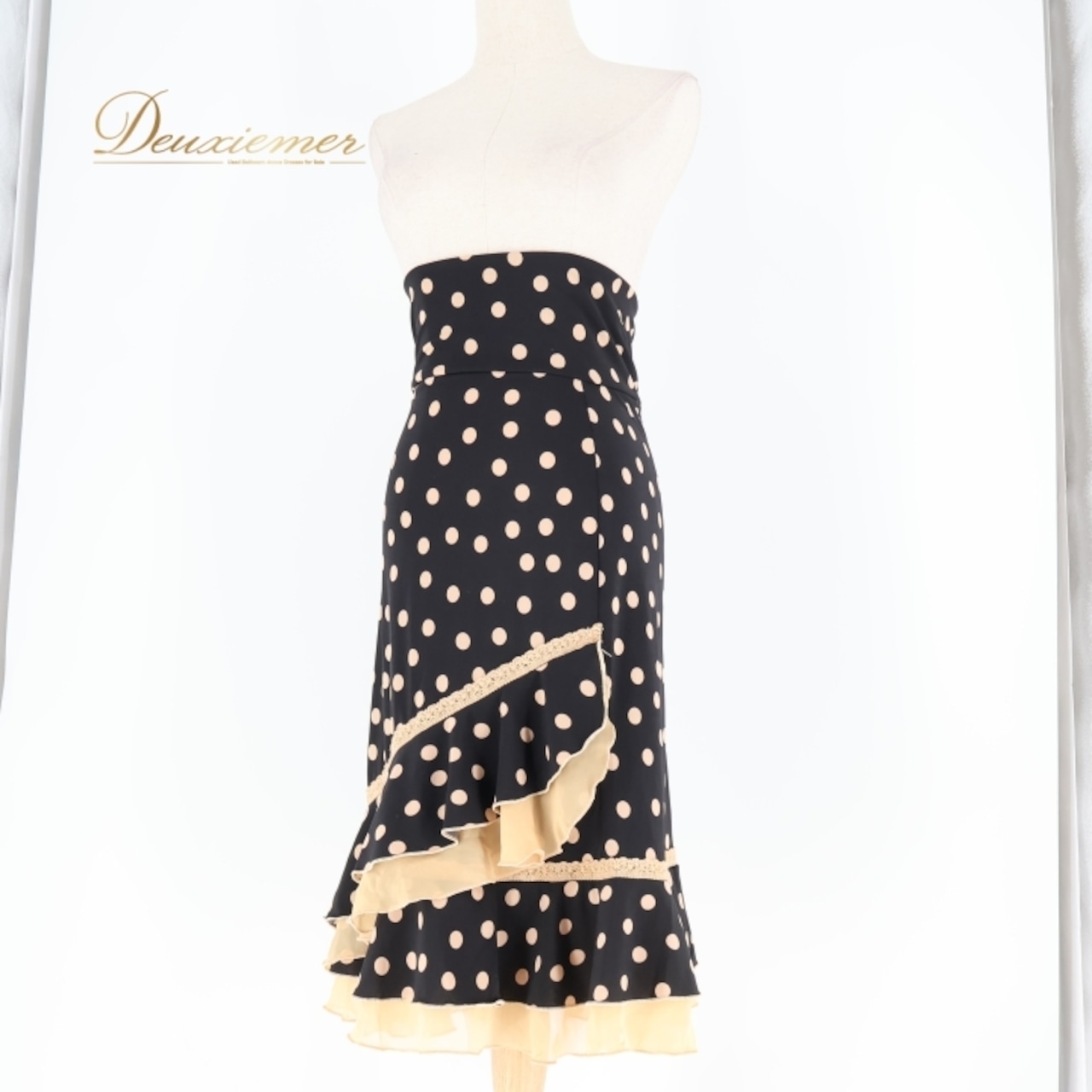 フラメンコ 衣装 ファルダ スカート ボウタイ ブラック系 ゴールド系 ベージュ系 ドセデルフラメンコ DOCE del FLAMENCO 黒 ゴールド ベージュ レース フリル フラメンコスカート ダンス衣装 おしゃれ 高級感 フリルデザイン