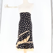 フラメンコ 衣装 ファルダ スカート ボウタイ ブラック系 ゴールド系 ベージュ系 ドセデルフラメンコ DOCE del FLAMENCO 黒 ゴールド ベージュ レース フリル フラメンコスカート ダンス衣装 おしゃれ 高級感 フリルデザイン