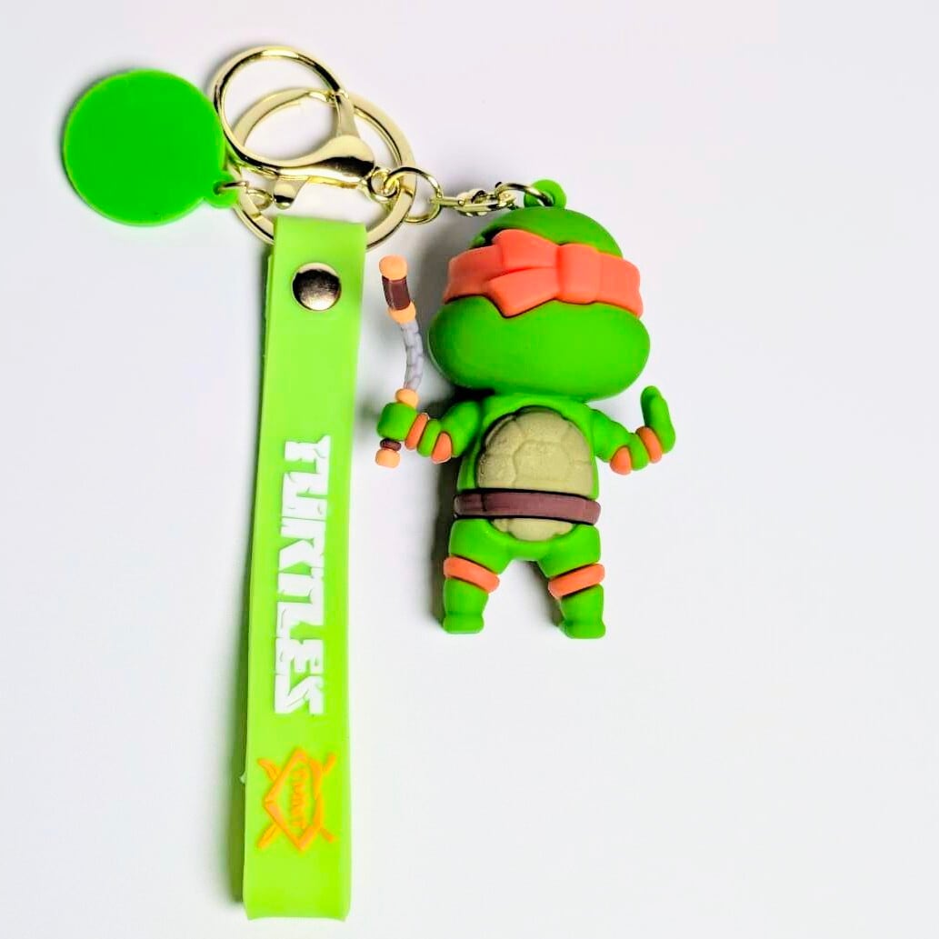 再入荷！【 Teenage Mutant Ninja Turtles ( ティーンエイジ ミュータント ニンジャ タートルズ ) 】3Dラバーキーホルダー / ストラップ付き / フィギュアキーホルダー / ミケランジェロ / オレンジ 〚アメリカン雑貨 アメトイ〛