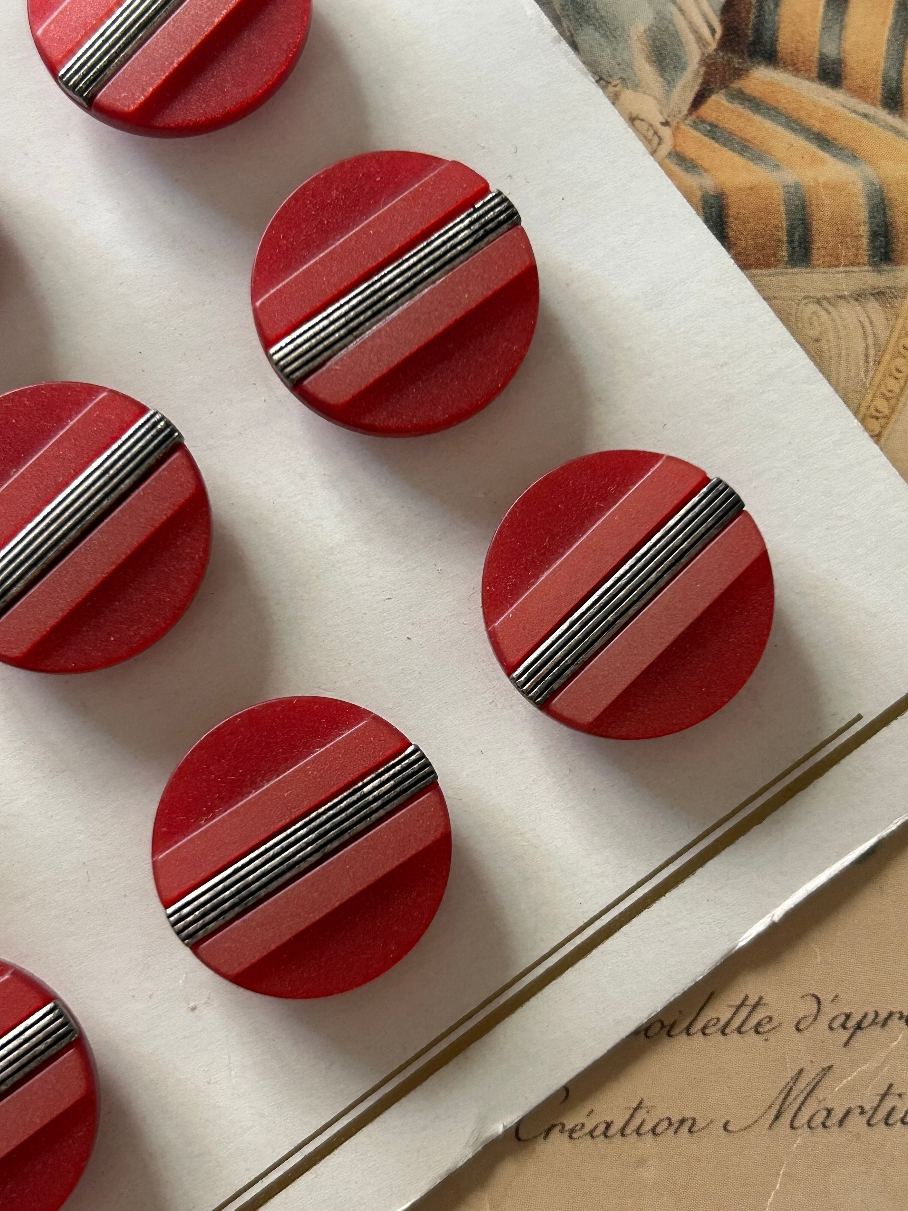 フランスVintage ボルドー 22mm 1970年代 レッド アクセサリーパーツ デコレーション材 カルトナージュ